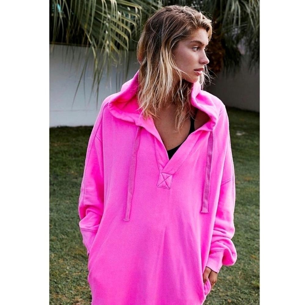 NWOT Free People Spur Of The Moment Solid Hoodie Jacket Sweater Dress